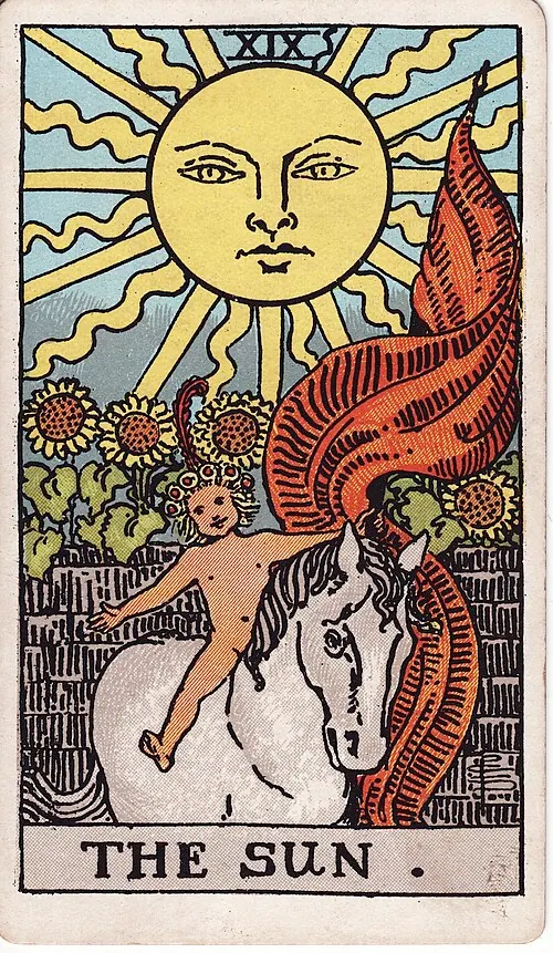 Карта «Солнце», колода Rider–Waite–Smith